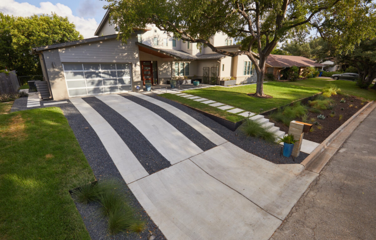Modern concrete driveway installation in Town n Country, FL